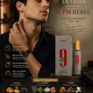 Perfume en Aceite Roll On 9PM Rebel 10ml - Imagen 2